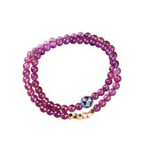 Pulseira de ametista natural de dupla camada de 4 mm para mulheres Pulseira de ametista natural de dupla camada de 4 mm para mulheres