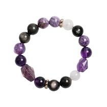 Pulseira de ametista natural para mulheres, miçangas redondas de 12 mm