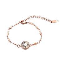 Pulseira De Aromaterapia Em Aço Inoxidável Dourado Rosa 12mm Difusor De Óleo Essencial Para Mulheres