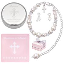 Pulseira de Batismo Truunion - Prata Esterlina com Pérolas Cultivadas
