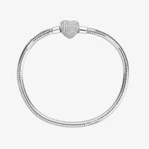 Pulseira de Berloque Coração Cravejado em Prata 925
