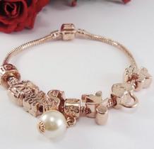 Pulseira de Berloques Completa 7 Peças em Banho Ouro Rose