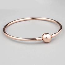 Pulseira De Berloques Rígida Em Banho Ouro Rose