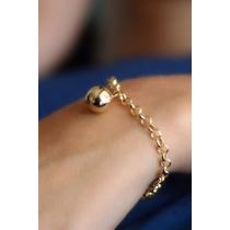 Pulseira de Bola Lisa Semi Joia Banhado Ouro 18k