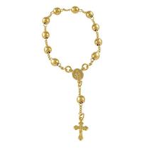 Pulseira De Bolas Com Crucifixo Folheada A Ouro Pulseira De Bolas Com Crucifixo Folheada A Ouro