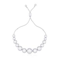 Pulseira de Bolas Regulável Folheada a Ródio Branco Pulseira de Bolas Regulável Folheada a Ródio Branco