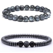 Pulseira De Bolinha Masculina Pedra Hematita Kit 2 Unidades Pulseira De Bolinha Masculina Pedra Hematita Kit 2 Unidades