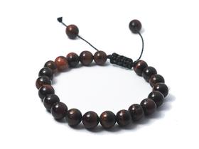 Pulseira De Bolinha Pedra Olho De Boi 8Mm Shambala Regulável