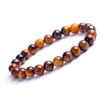 Pulseira De Bolinha Pedras Naturais Olho De Tigre Unissex