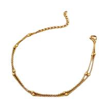 Pulseira De Bolinhas Douradas De Camada Dupla Estilo Coreano Em Aço Inoxidável Para Mulheres