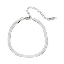 Pulseira De Cadeia Plana Em Aço Inoxidável Dourada E Prateada Para Homens E Mulheres, Estilo Retro E