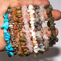 Pulseira de Cascalho com Pedras Naturais em Fibra de Silicone - Atacado (5 Unidades)