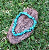 Pulseira de Cascalho de Turquesa Natural com Elástico de Silicone
