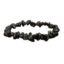 Pulseira De Cascalho Onix Negra Pedra Bruta Natural Proteção