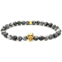 Pulseira De Caveira Masculina Cinza