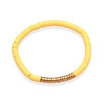 Pulseira de cerâmica macia amarela com discos metálicos dourados de 18 cm Pulseira de cerâmica macia amarela com discos metálicos dourados de 18 cm
