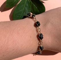 Pulseira de cesta (ouro)- ônix