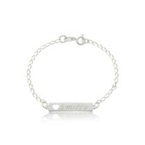 Pulseira De Chapinha Infantil Com Coração Vazado Prata 925kl Pulseira De Chapinha Infantil Com Coração Vazado Prata 925kl