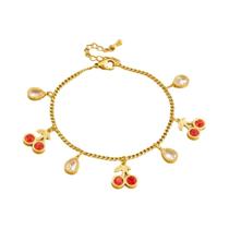 Pulseira De Charme De Cereja Com Zircônia Vermelha Para Mulheres, Joia Clássica De Aço Inoxidável, Pulseira De Charme De Cereja Com Zircônia Vermelha Para Mulheres, Joia Clássica De Aço Inoxidável,