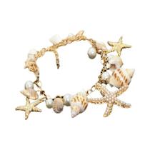 Pulseira De Charme Estrela-do-mar Dourada E Concha Para Mulheres, Com Pérola De Imitação E Concha Pulseira De Charme Estrela-do-mar Dourada E Concha Para Mulheres, Com Pérola De Imitação E Concha