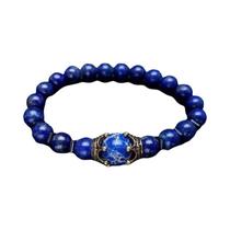 Pulseira De Charme Masculina Em Pedra Natural Olho De Tigre Lava Lápis Lazuli