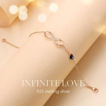 Pulseira de charme símbolo do coração infinito para mulheres 925 Sterlin