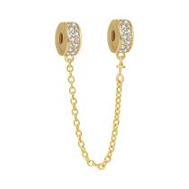 Pulseira De Charms Feminina Em Prata 925 Banho De Ouro Com Coelho, Cruz, Caneca De Café E Contas De