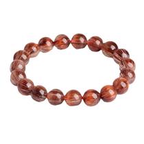 Pulseira de cobre natural, quartzo rutilado, 6 mm de diâmetro