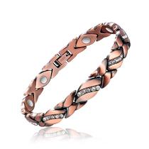 Pulseira de cobre Reaowazo Pure Magnetic Crystal Feminina 20,5 cm