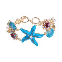 Pulseira De Concha De Estrela Do Mar Com Pérolas De Cristal Boêmia Para Mulheres, Acessórios De