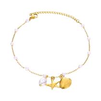 Pulseira De Concha De Estrela Do Mar Dourada Para Mulheres Em Aço Inoxidável À Prova d'Água Joias De