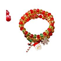Pulseira De Contas Com Strass De Natal, Tema Papai Noel E Floco De Neve, Para Mulheres E Homens, Pulseira De Contas Com Strass De Natal, Tema Papai Noel E Floco De Neve, Para Mulheres E Homens,