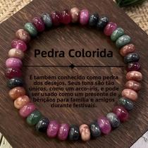 Pulseira De Contas De Turmalina Multicolorida Com Corrente Elástica Para Mulheres E Homens, Joias De