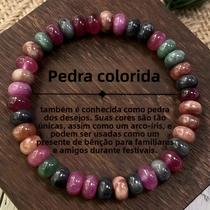 Pulseira De Contas De Turmalina Multicolorida Com Corrente Elástica Para Mulheres E Homens, Joias De