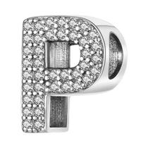 Pulseira De Contas Do Alfabeto Pandora Charms 26 A-Z CZ Zircon 925 Prata Esterlina Letra De Amor
