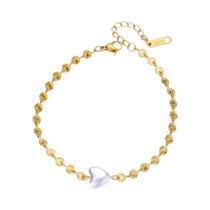 Pulseira De Coração Cruzado Com Pérola Dourada Para Mulheres, Joia De Luxo Em Aço Inoxidável Com Pulseira De Coração Cruzado Com Pérola Dourada Para Mulheres, Joia De Luxo Em Aço Inoxidável Com