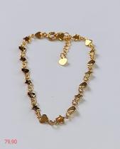 pulseira de coraçao e estrela dourado