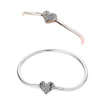 Pulseira De Coração Em Prata 925 Com Zircônia Borboleta E Corrente De Cobra Presente De Joias Para O