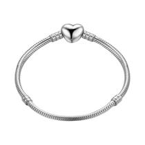 Pulseira De Coração Em Prata Esterlina 925 Com Zircônia Para DIY, Compatível Com Joias Finas