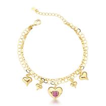 Pulseira de Corações Banhada em Ouro 18k - Joia Banhada com Toque de Amor Pulseira de Corações Banhada em Ouro 18k - Joia Banhada com Toque de Amor