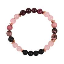 Pulseira De Corda Elástica Com Pedras Rosa Unissex, Presente Premium Feito À Mão Para Amigos E