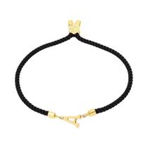 Pulseira De Corda Preta Feminina Com Contas De Letras, Joia De Mão Simples E Clássica, Presente De