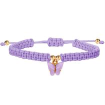 Pulseira de corda trançada roxa com pingente de borboleta para mulheres Pulseira de corda trançada roxa com pingente de borboleta para mulheres