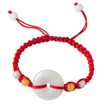 Pulseira de cordão vermelho tecido à mão para homens e mulheres com pingente de jade Pulseira de cordão vermelho tecido à mão para homens e mulheres com pingente de jade