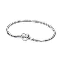 Pulseira De Corrente De Cobra Com Fecho Em Forma De Coração Em Prata 925 Para Mulheres Com Zircônia