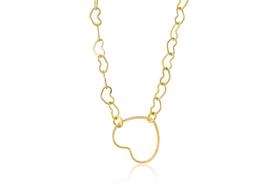Pulseira De Corrente De Coracoes Folheado Em Ouro 18k