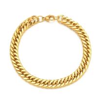 Pulseira De Corrente De Ligação Cubana Dourada Punk 6.5mm De Aço Inoxidável Para Homens Mulheres