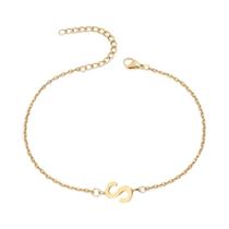 Pulseira De Corrente Fina Com Contas Em Formato De Letra Minimalista Unissex - Joia Simples Para