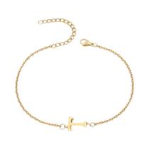 Pulseira De Corrente Fina Com Contas Em Formato De Letra Minimalista Unissex - Joia Simples Para