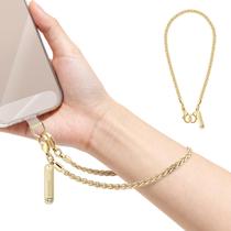 Pulseira de corrente telefônica Derraffina removível em ouro pálido 27 cm